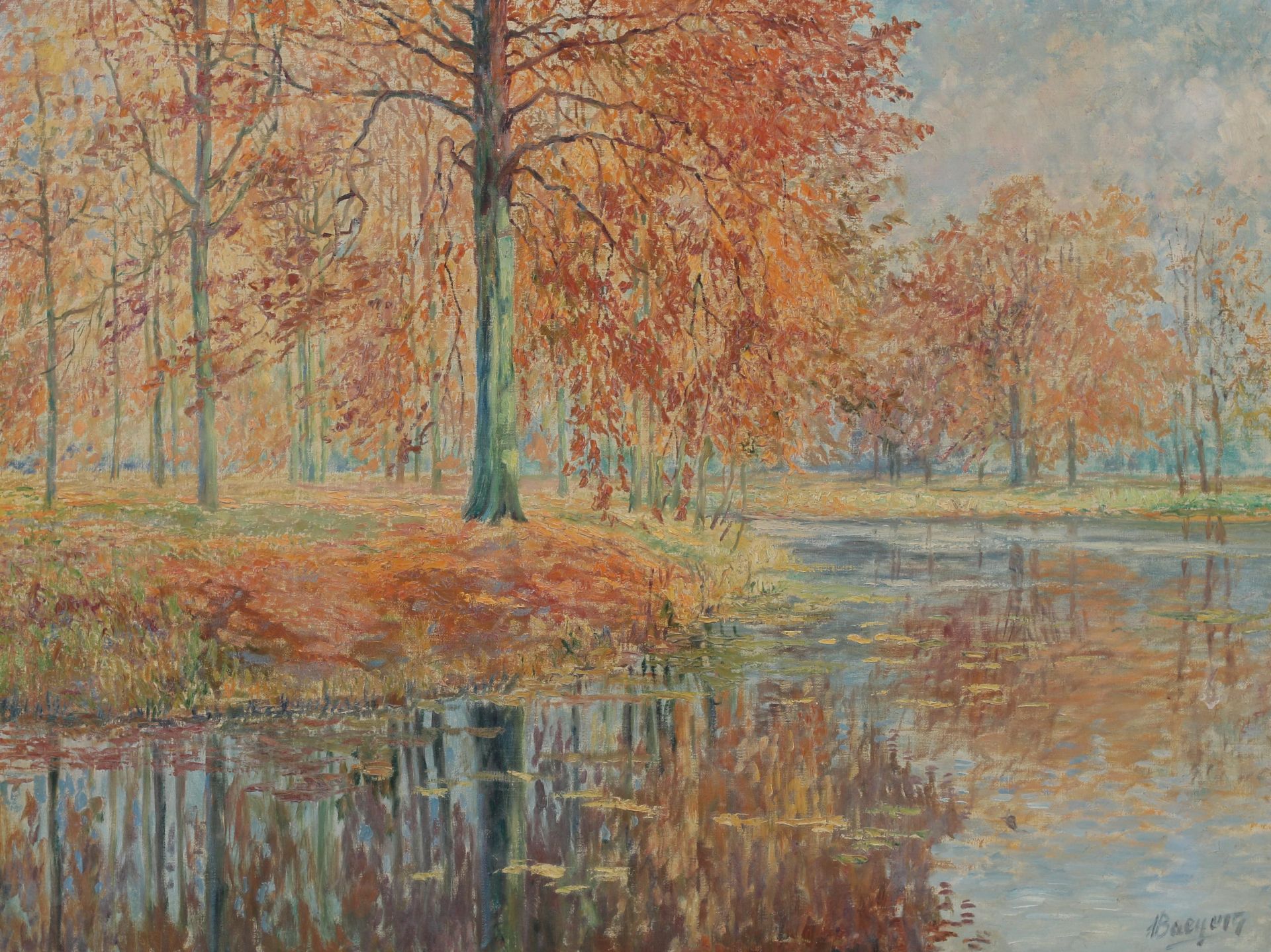 Adolf Baeyens (1886-1969) Autumn landscape. Signed lower right. Olieverf op doek 74 x 99 cm.