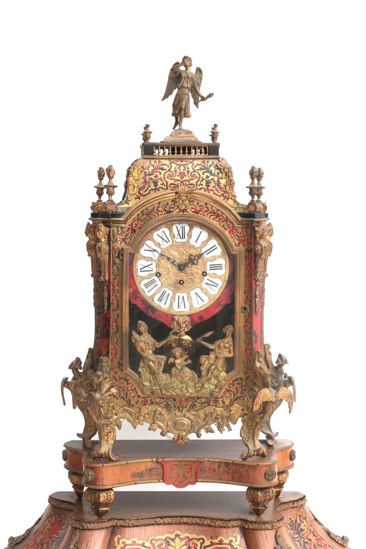 A large Boulle-style table clock with stand, France, 19th century. The case crowned with an angel ( - Bild 3 aus 5