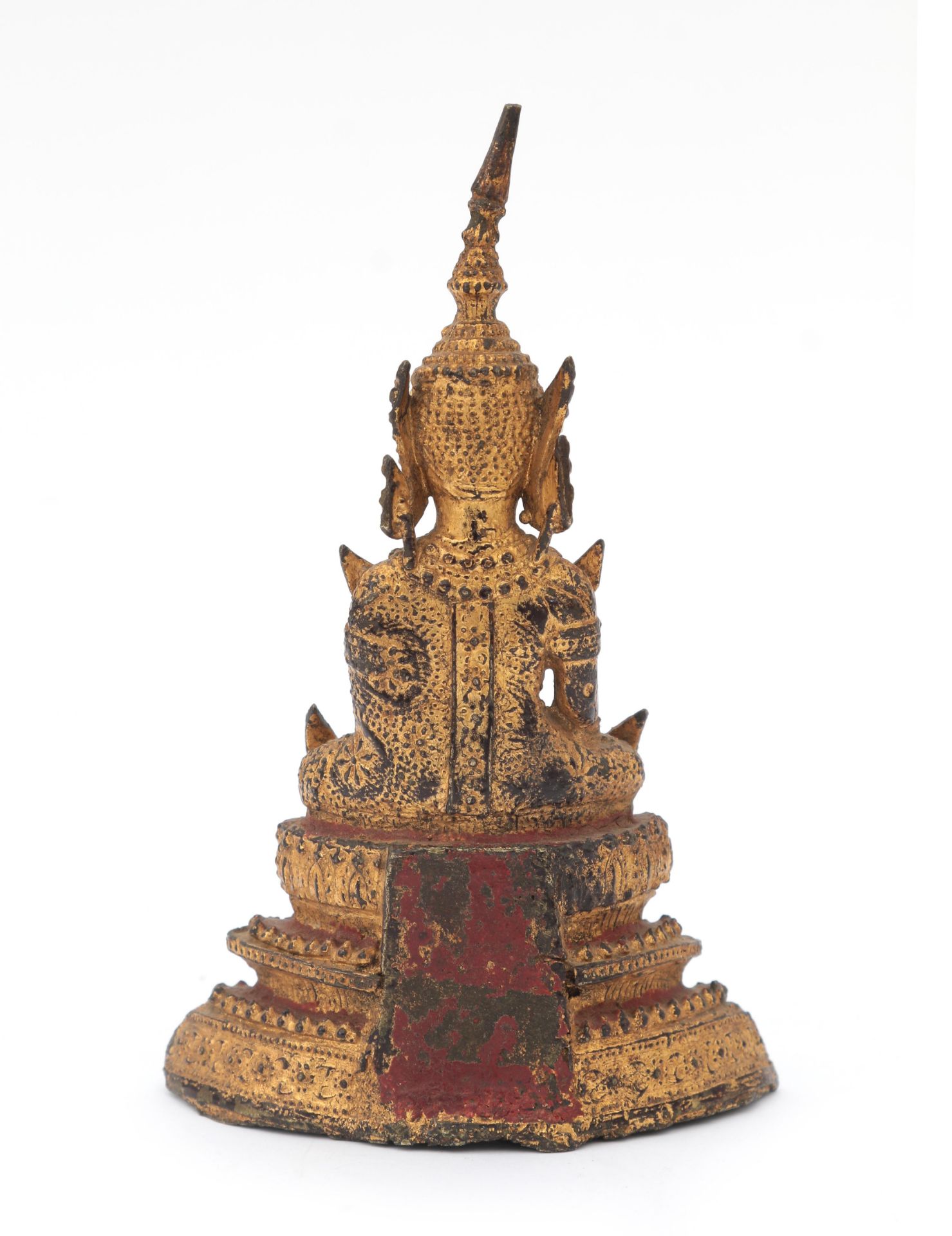 A gilt bronze Rattanakosin-style Buddha. Thailand, 19th century. The right hand in - Bild 3 aus 4