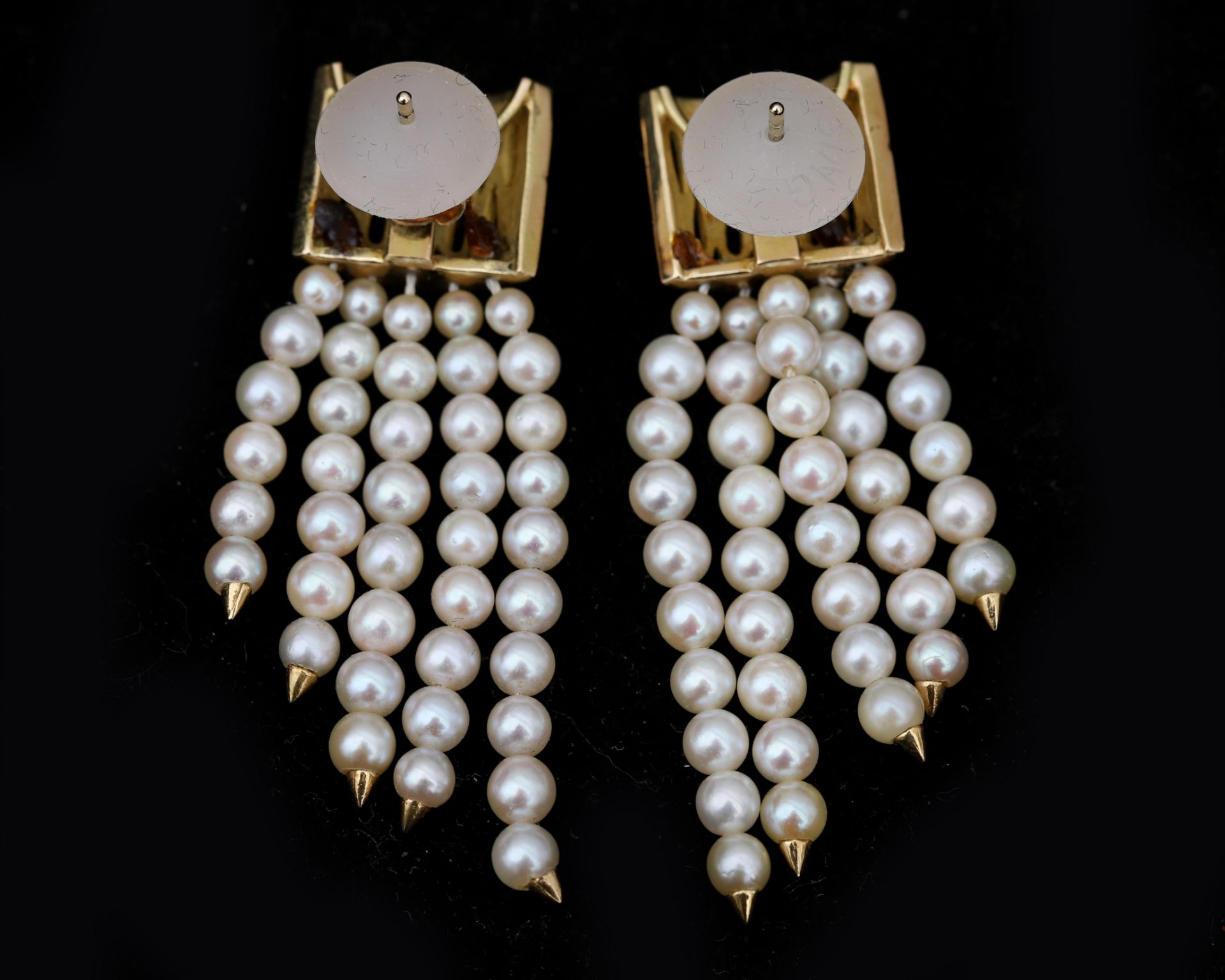 A pear of 14 karat guld earrings with pearls - Bild 3 aus 3