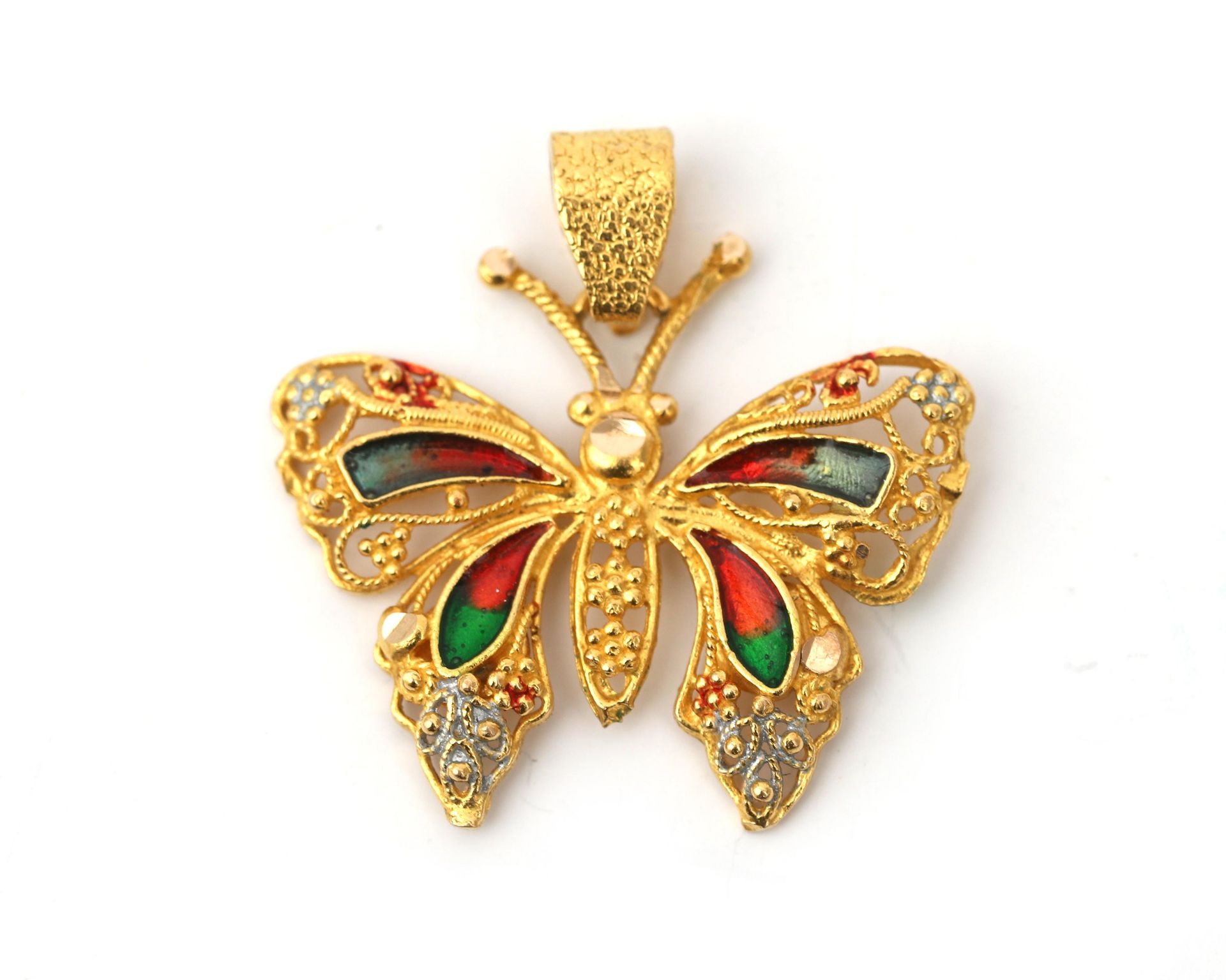 An 18 karat gold pendant in the shape of a butterfly - Bild 2 aus 3