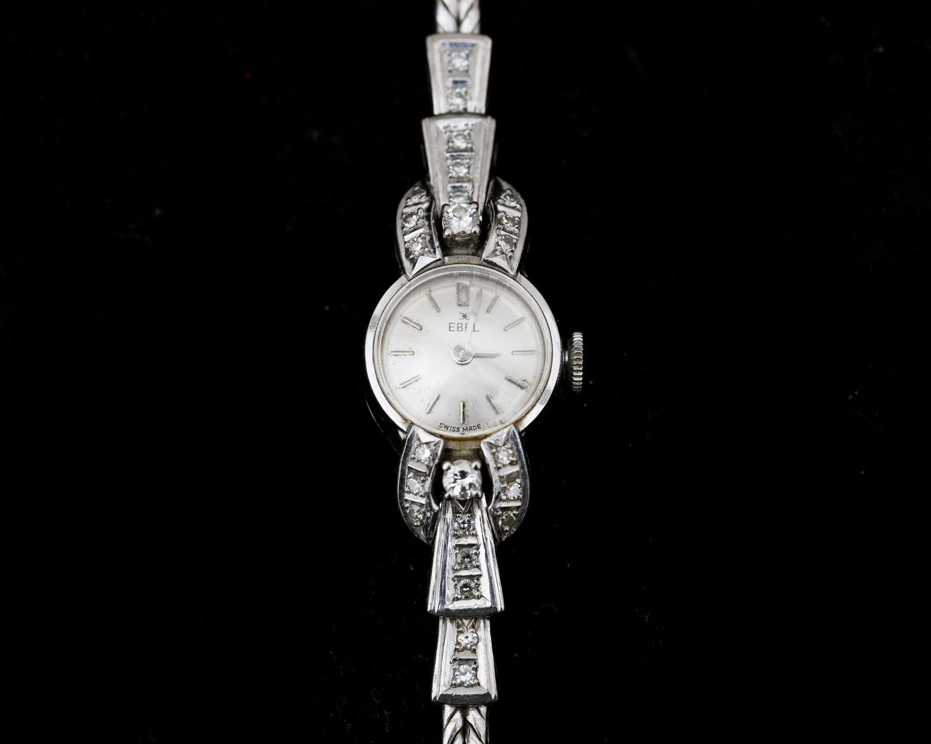 An 18 karat white gold Ebel women's wristwatch with diamonds