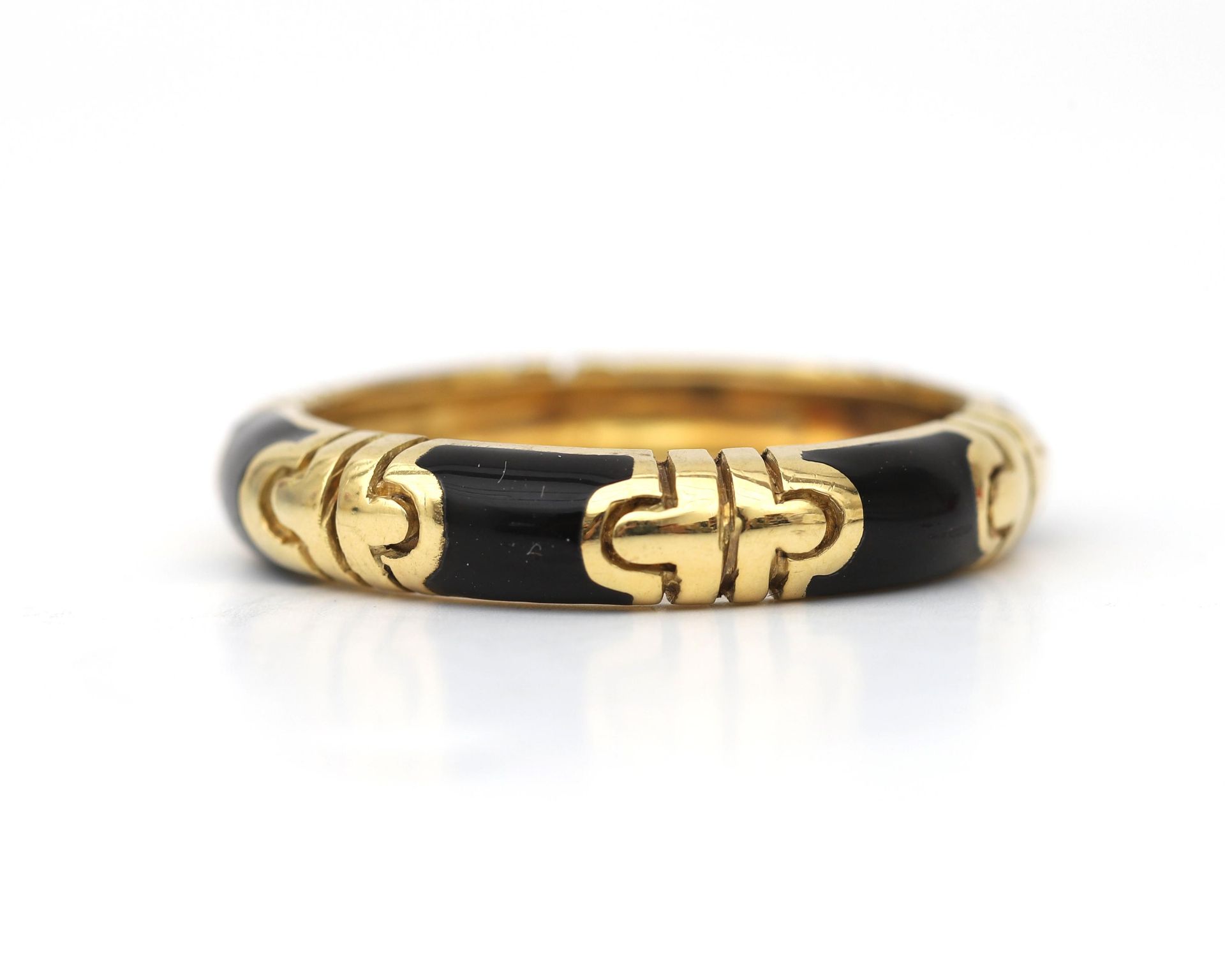 A 14 karat gold Hidalgo ring with black enamel  - Bild 2 aus 3