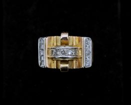 An 14 karat. gold ring from the 1940s/1950s, artdeco so-called tank ring 
