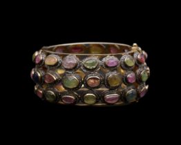 A 835 zilver bracelet set with sapphire, ruby, tourmaline and rose diamond 