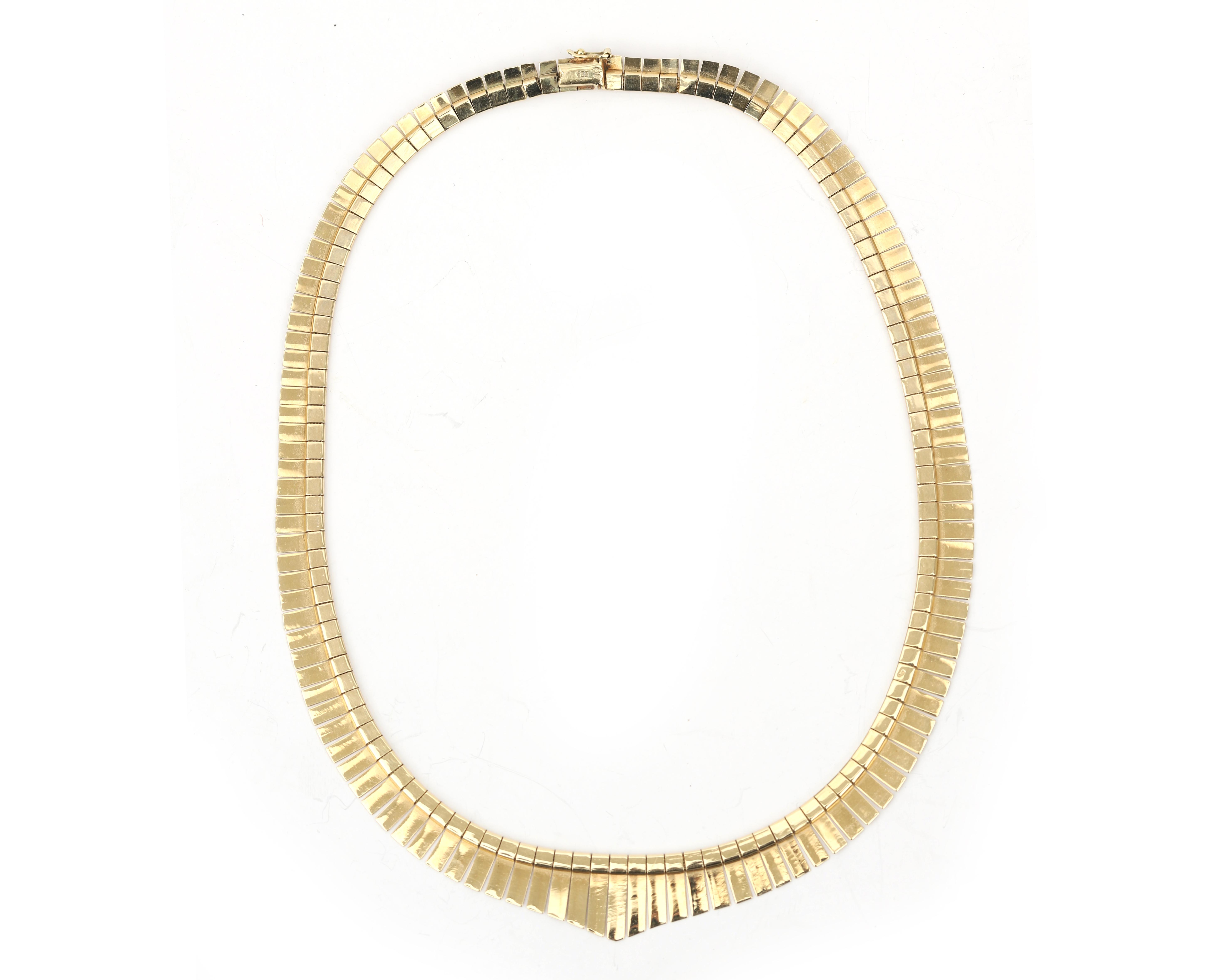 A 14 karat gold lamella necklace - Image 2 of 4