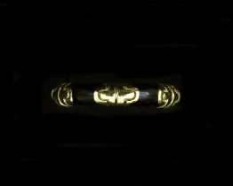 A 14 karat gold Hidalgo ring with black enamel 