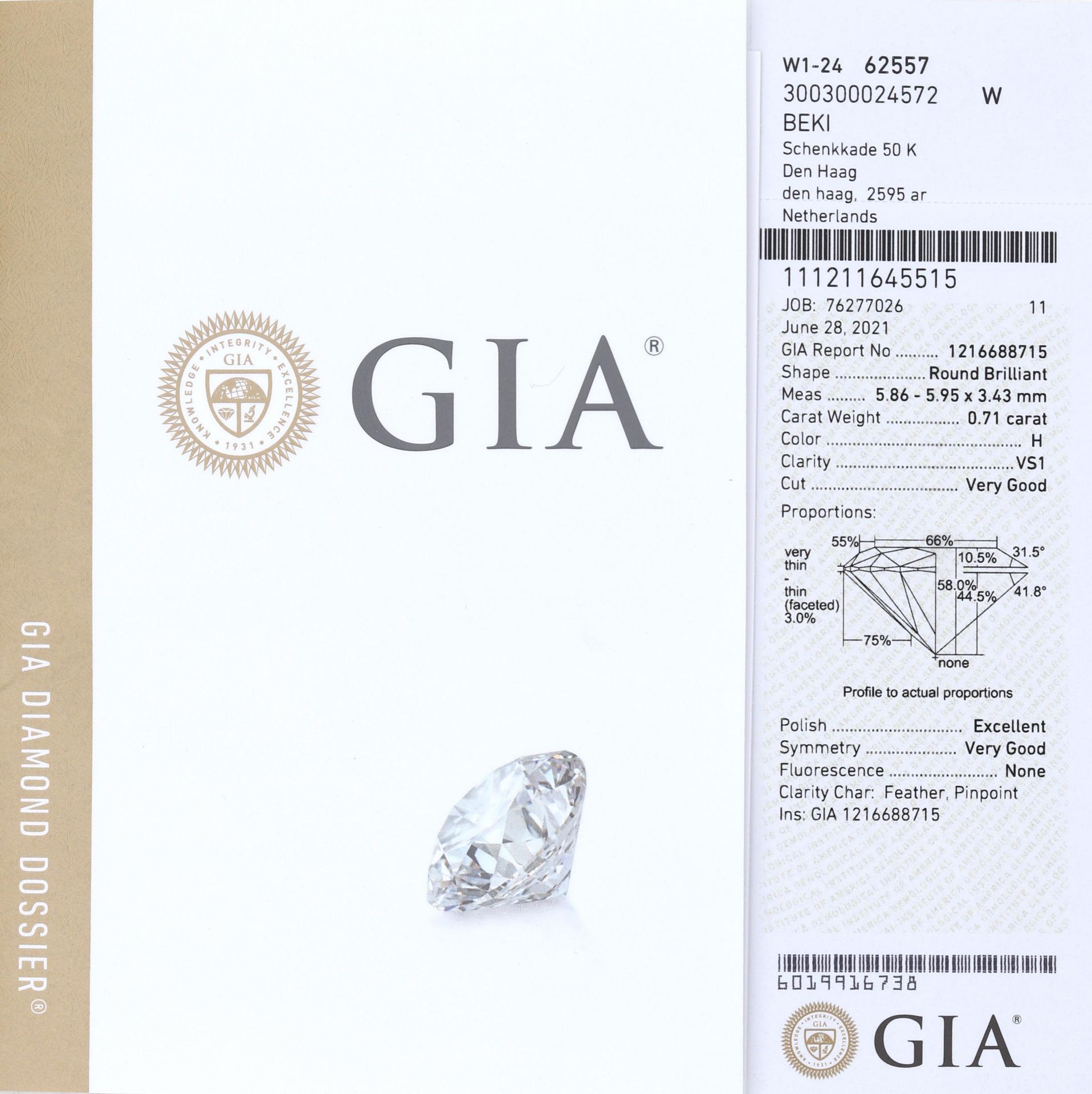 An 18 karat rose gold harp ring with diamond. With GIA certificate - Image 5 of 5