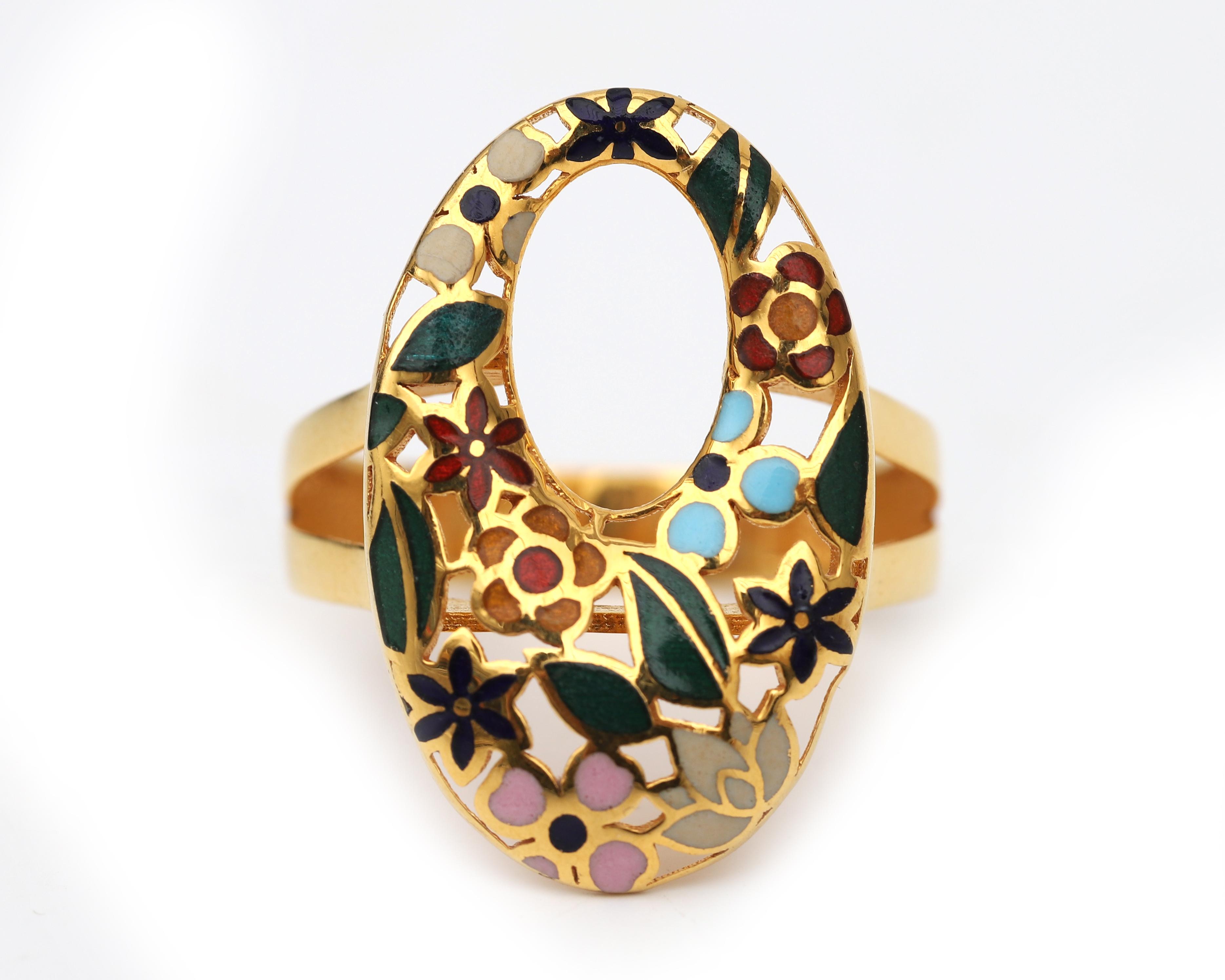 A 20 karat gold jewelery set with enamels - Image 3 of 6