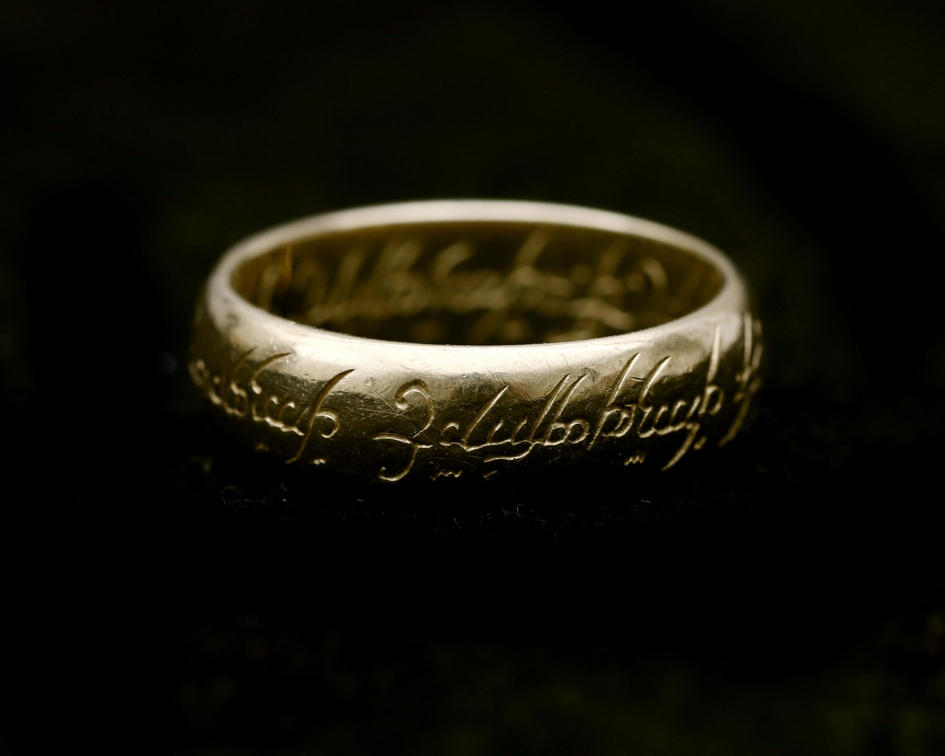 A 14 karat gold ring from the movie "Lord of the Rings"