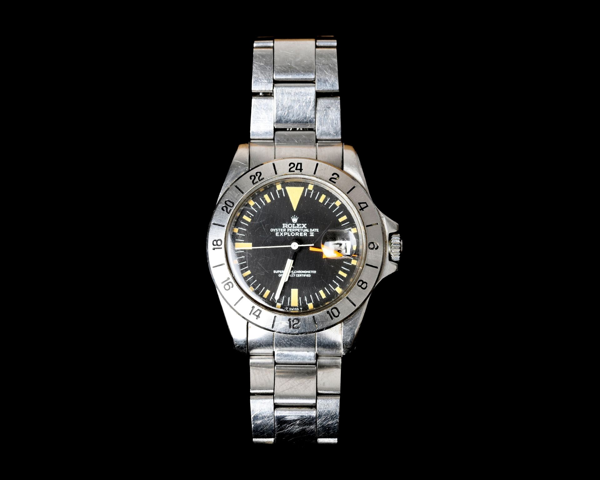 A steel Rolex explorer II gentleman's wristwatch with Steve Mcqueen dial ca. 1972