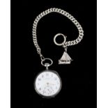A silver Zenith men's pocket watch, special edition, with a chain