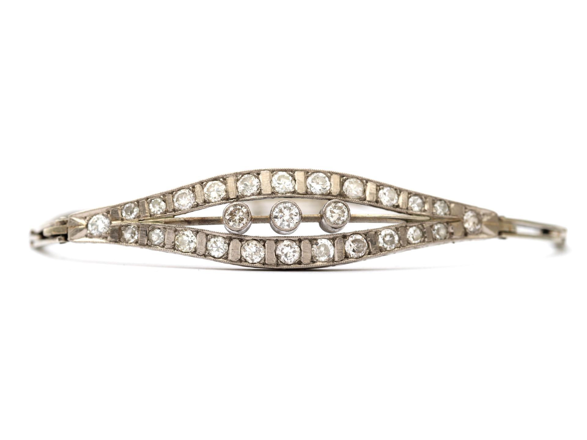 A 14 karat white gold Art Deco bracelet, set with Diamonds - Bild 2 aus 5