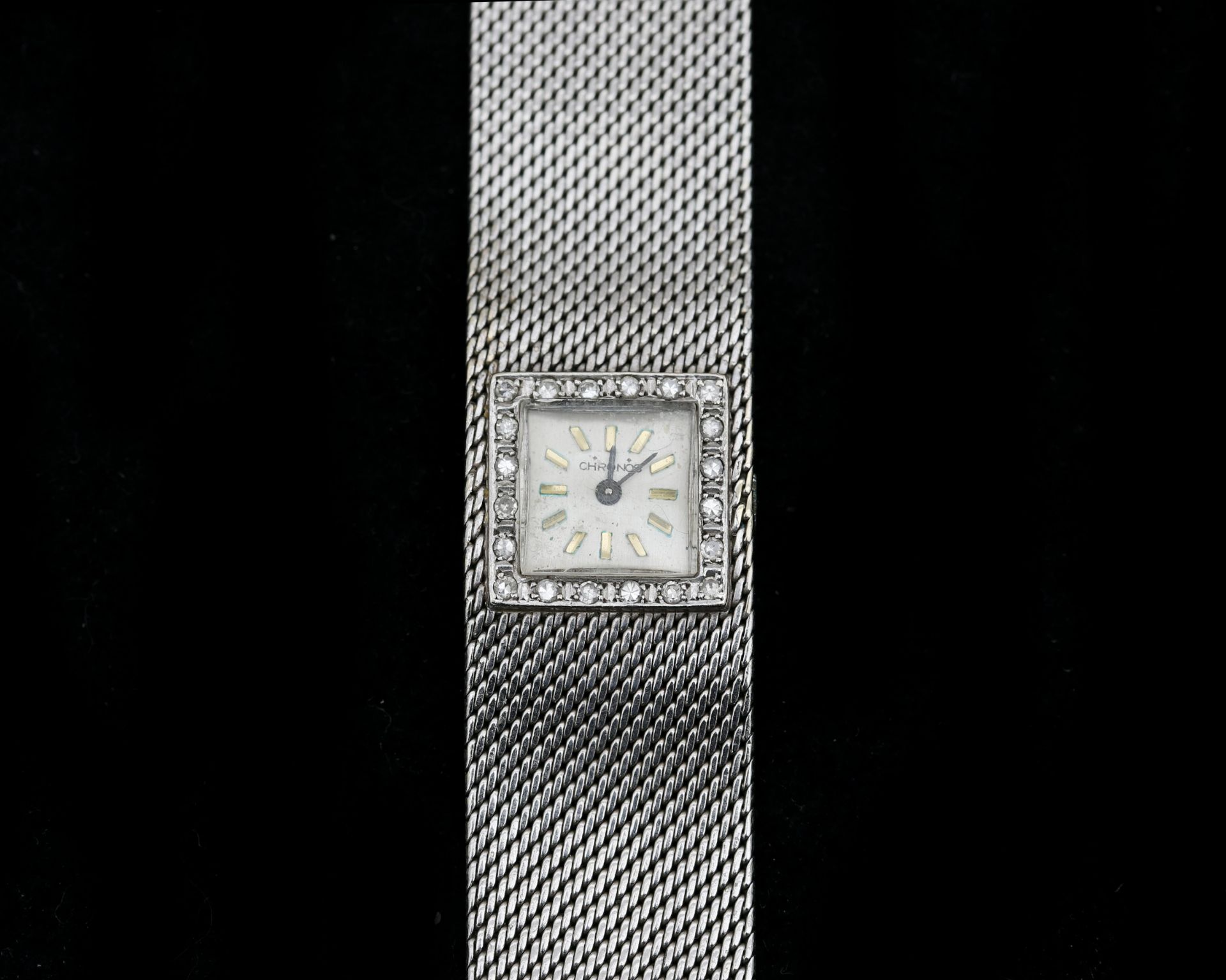 A 14 karat white gold Chornos ladies wristwatch Chronos approx. 1970. 