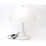 Space Age A plastic mushroom table lamp with white lucite shade, 1970s.