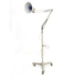 Hala, Zeist An adjustable grey lacquered metal floorlamp on tripod base with casters, midcentury,