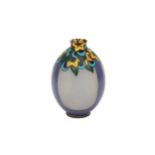 Leune, France An etched and enamelled glass vase, the shoulder decorated with stylized flroal