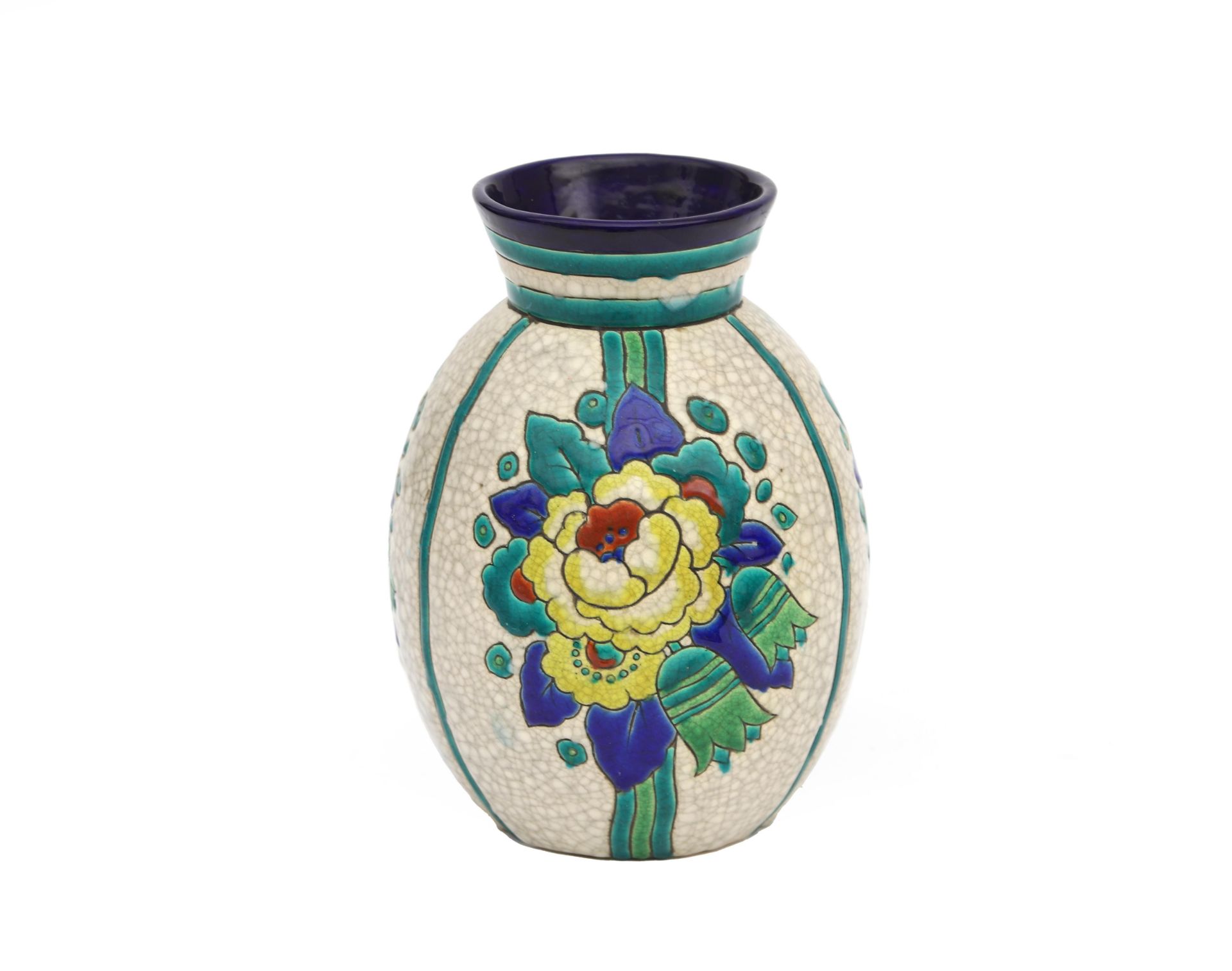 Charles Catteau (1880-1966) A glazed ceramic vase decorated with colourful stylized floral pattern