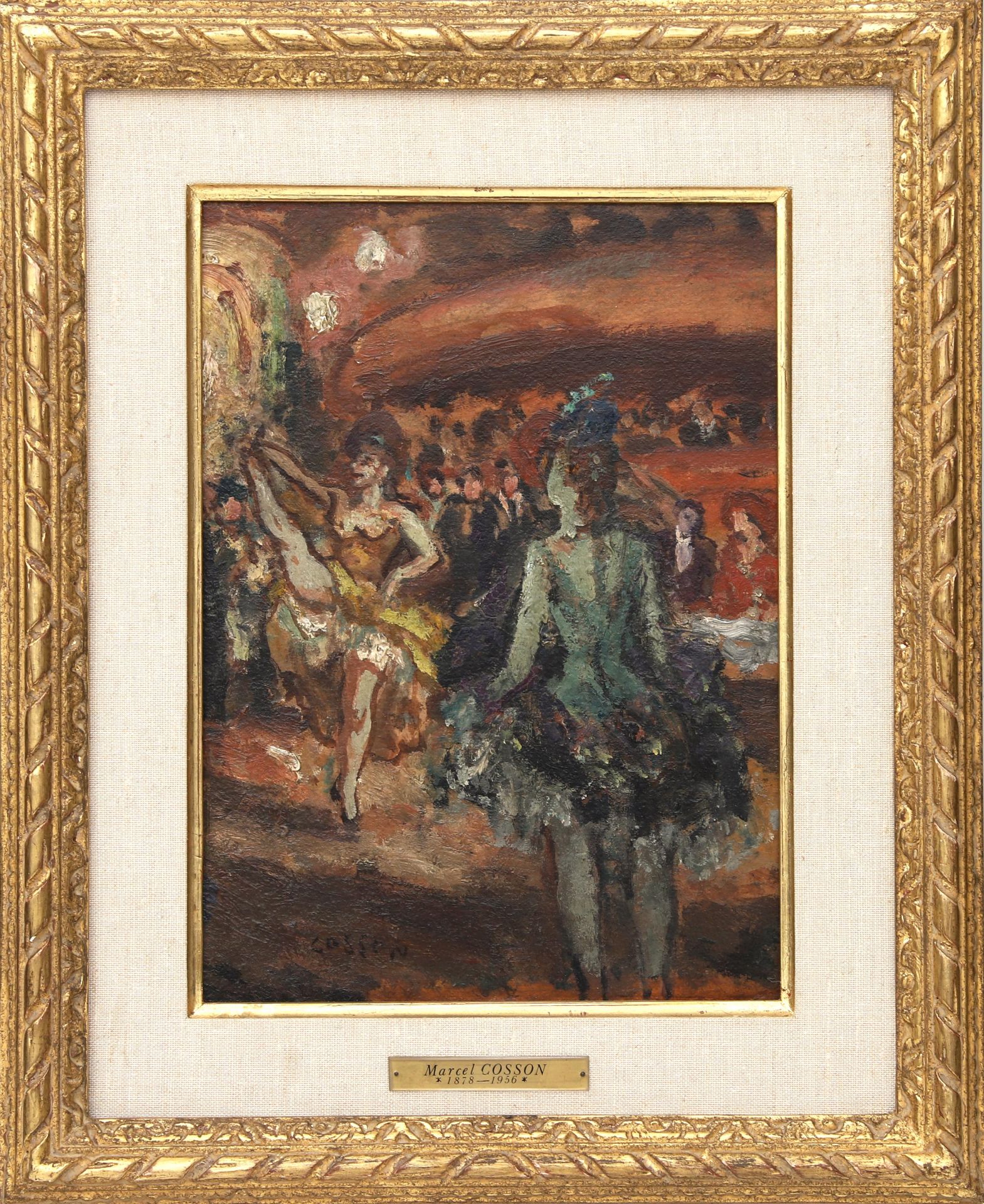 Marcel Cosson (1878-1956) 'Cancan dancers', signed 'Cosson' lower left, oil on panel. Olieverf op - Bild 2 aus 4