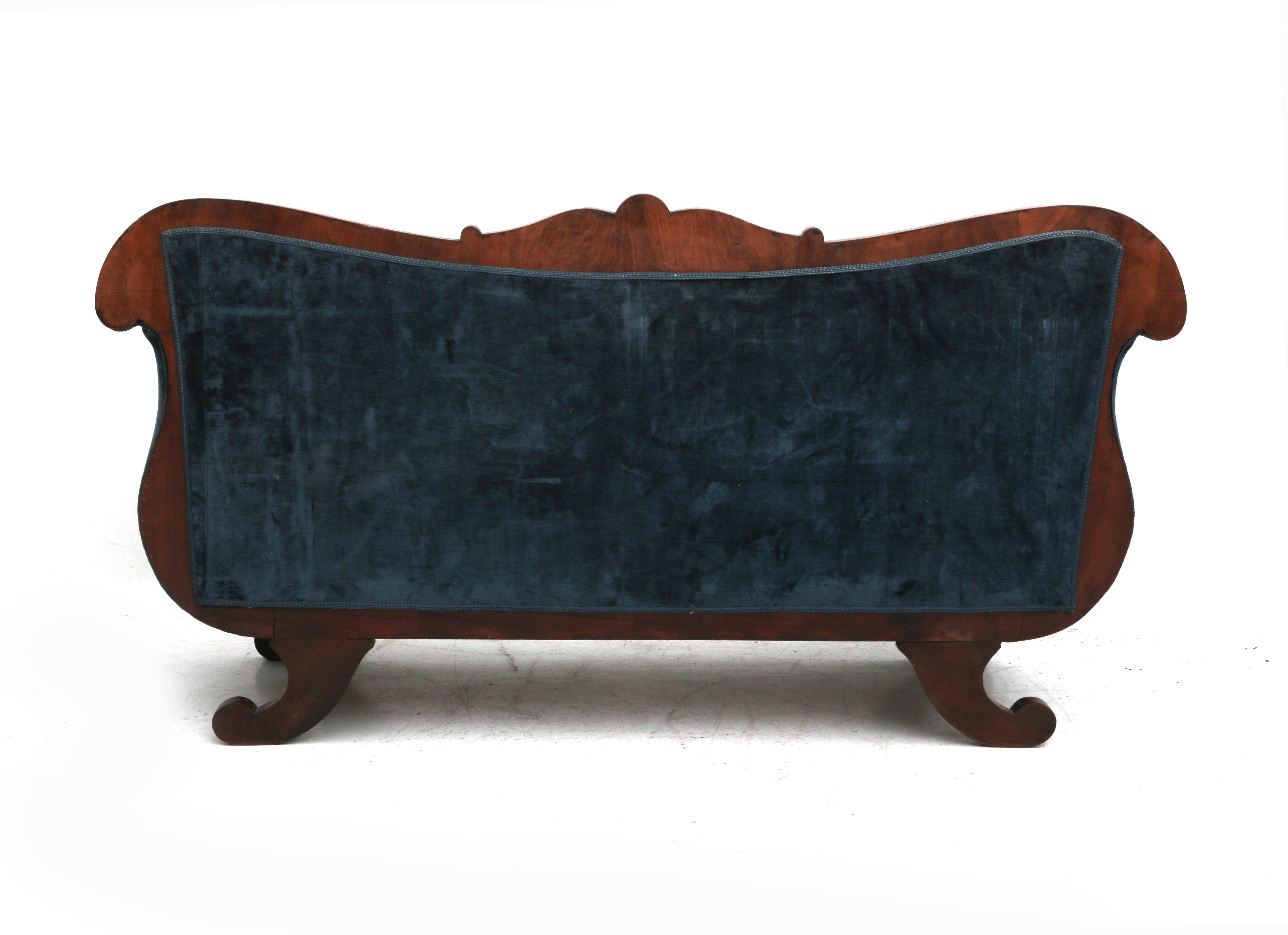 The back with carved scroll in the centre, the armrests double curved, gilt rosettes at the end, - Image 3 of 3