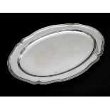 A second grade silver 'Wilkens' tray, England, 20th century. An oval model with scalloped and