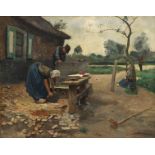 Bernard Marie Koldeweij (1859-1898) 'Washing day on Walcheren', signed 'Bernard M. Koldeweij'