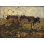 Joseph Gerardus van Jole (1877-1919) "Two cows in the meadow", signed l.r. Olieverf op doek, 15,5