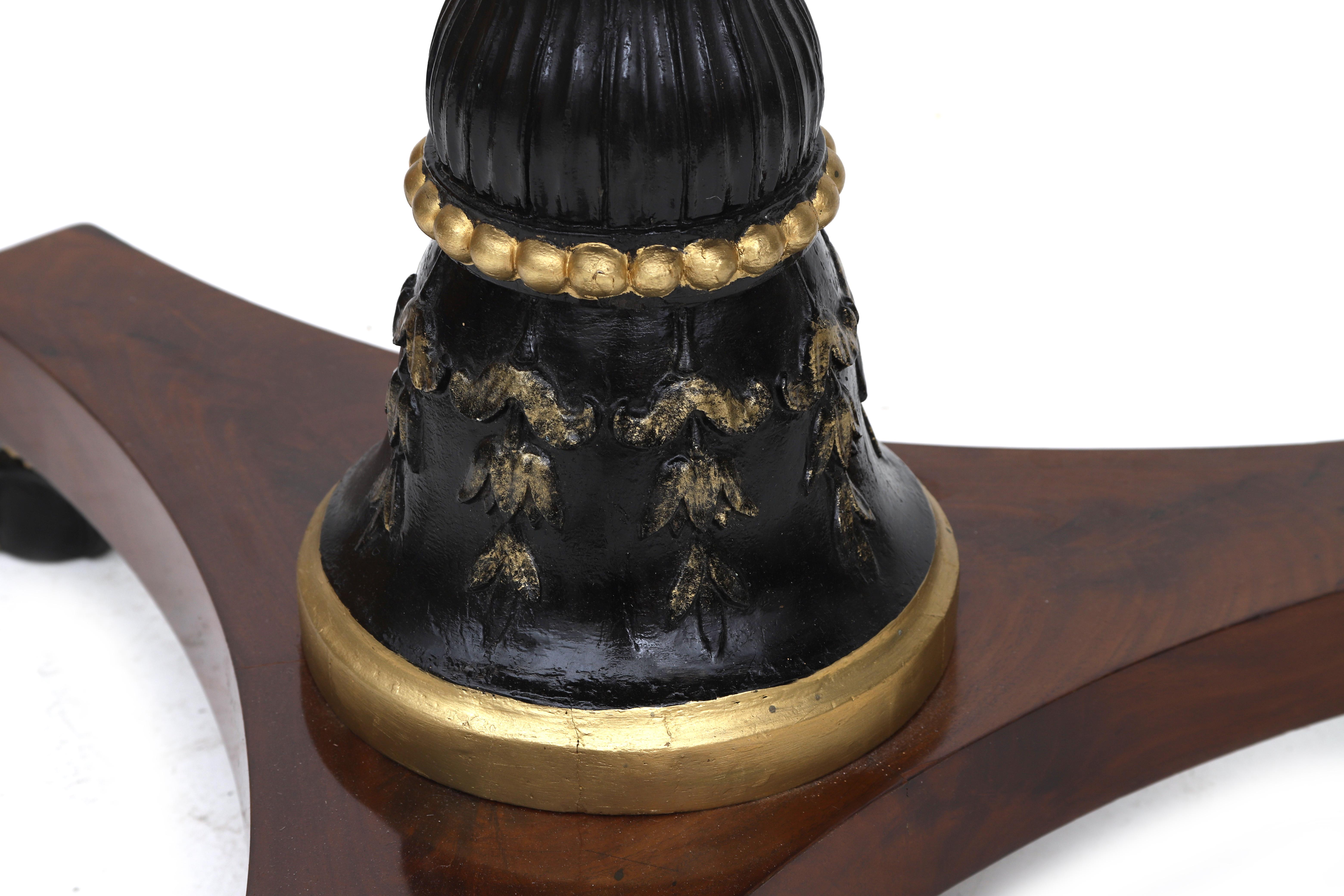 The round top resting on a single column, partially gold painted, partially darkened, the overall - Image 2 of 3