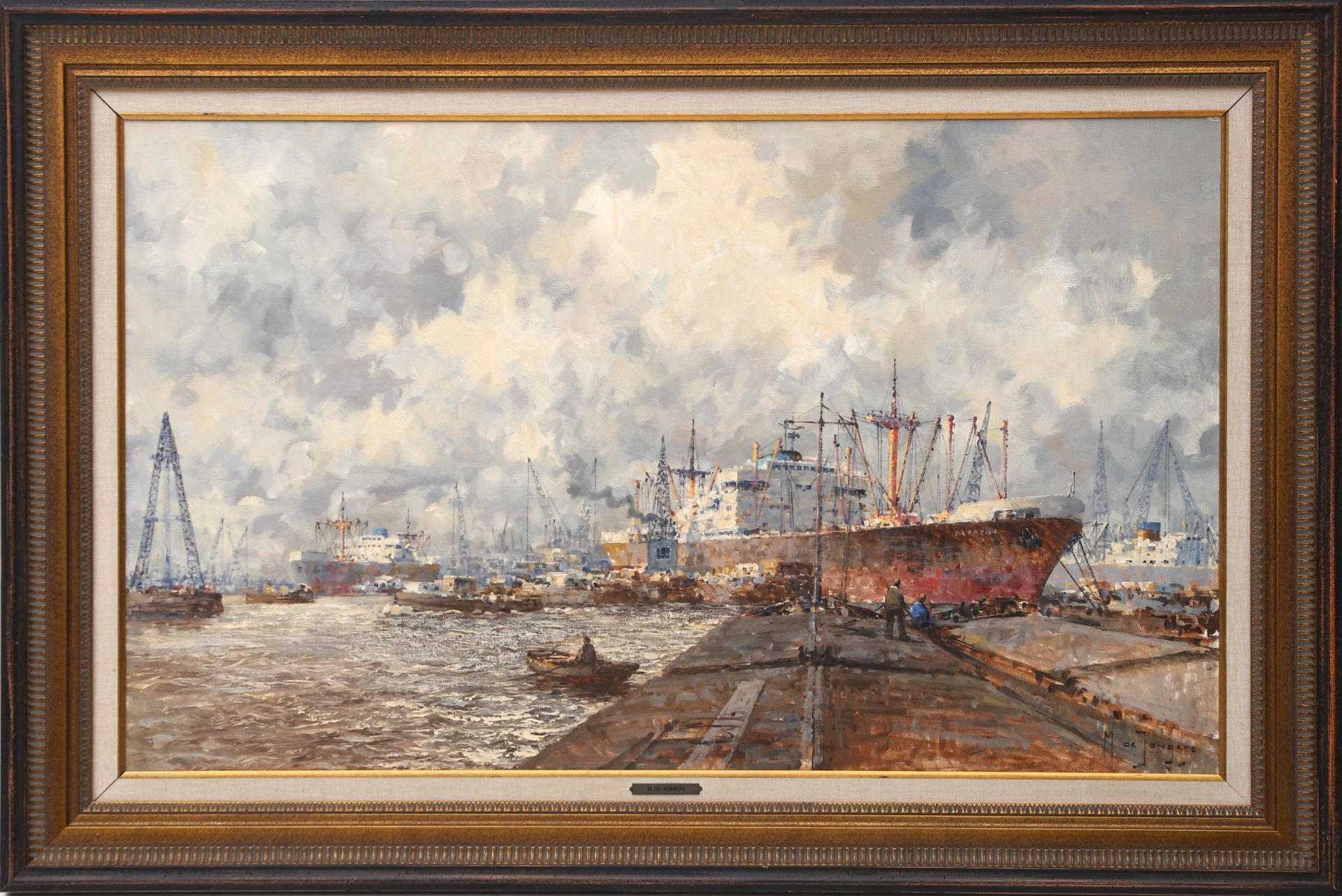 Marinus de Jongere (1912 - 1978) View on steamships in the Waalhaven in Rotterdam, signed lower - Bild 2 aus 4