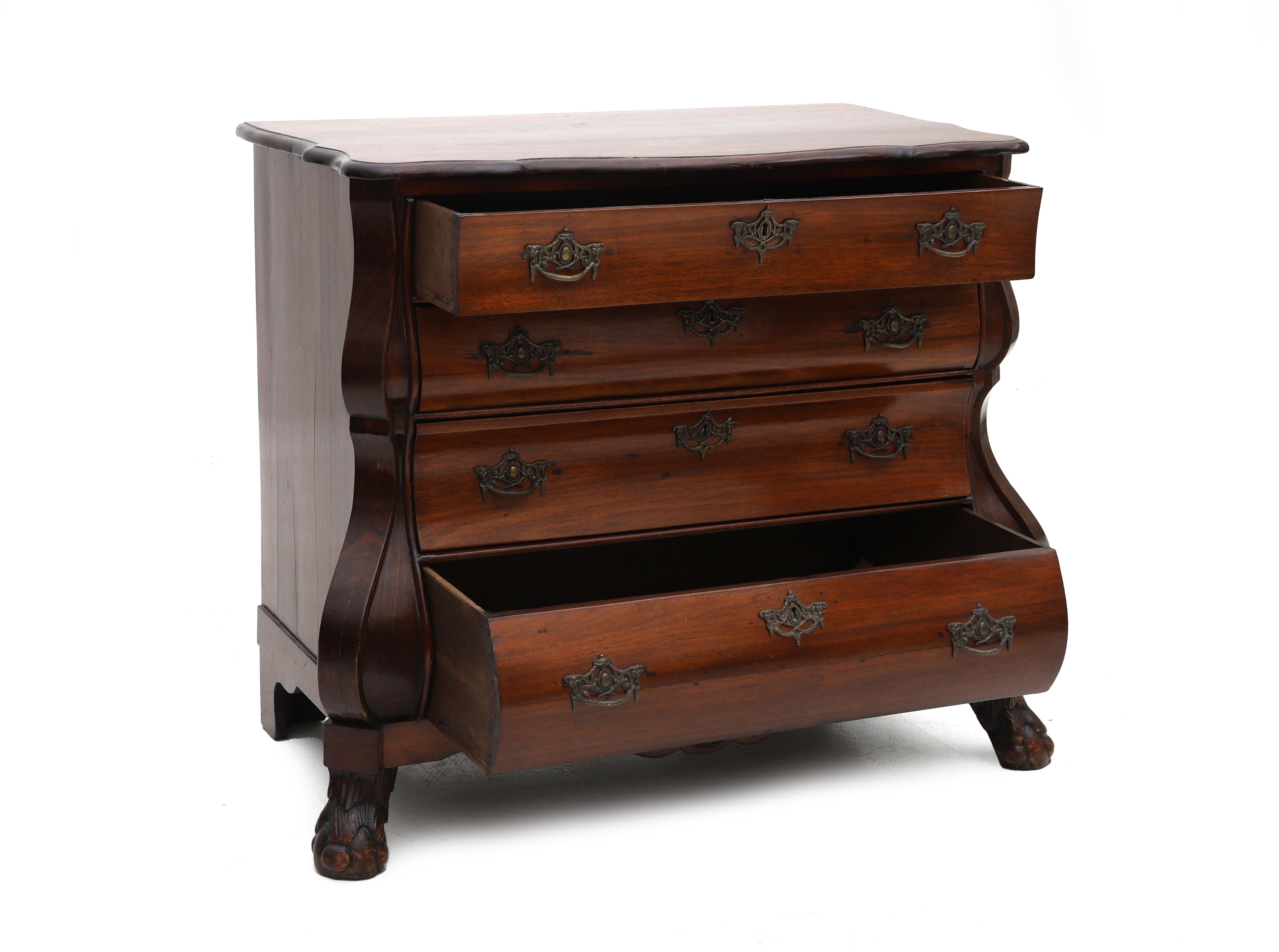 A Louis XV chest of drawers / commode, Dutch, 18th century. Under the scalloped top four drawers - Image 5 of 7