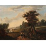 Hendrik Frederik Verheggen (1809-1883) 'Landscape with country road and peasant couple', signed