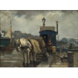 Hendrik Pieter Groen (1886-1964) 'Horse and carriage at the harbour', signed 'H.P. Green' lower left