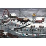 Jannie Kuiper (1932) "Fun on ice at the Maas in Rotterdam', signed 'Jannie Kuiper' and dated '88