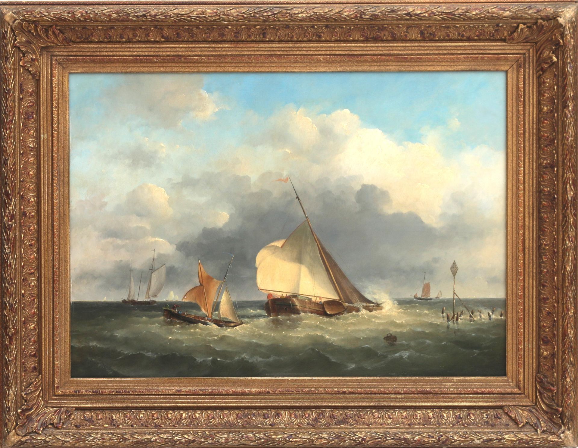 Frans Jacobus van den Blijk (1806-1876), toegeschreven aan Fishing boats on choppy water near the - Bild 2 aus 4