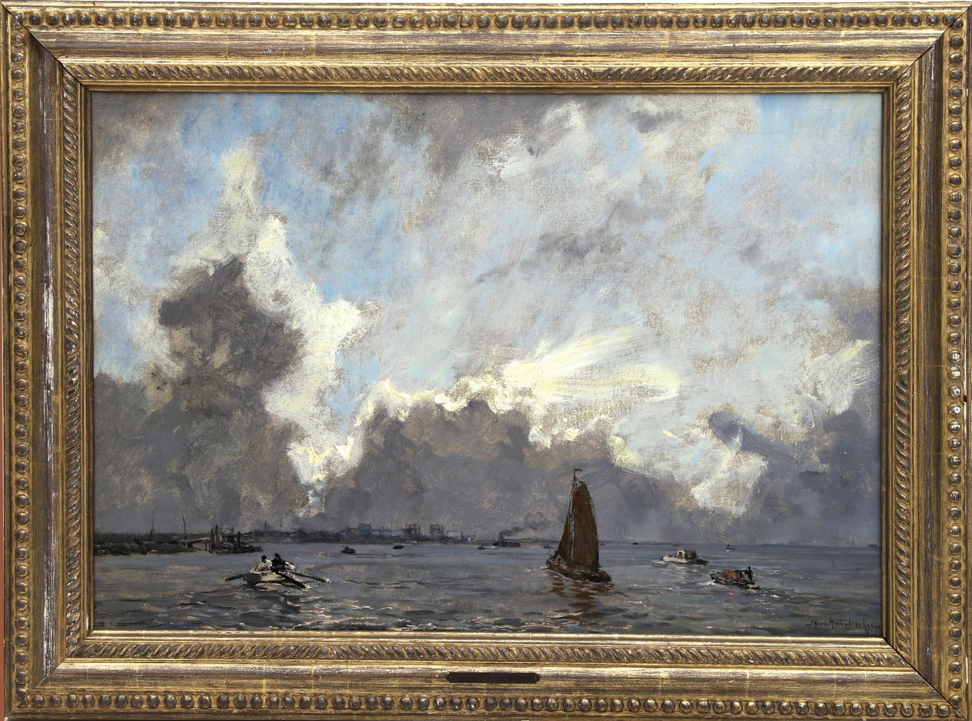 Johan Hendrik van Mastenbroek (1875-1945) River landscape 'Le Giboulée' (spring clouds), signed - Bild 2 aus 4