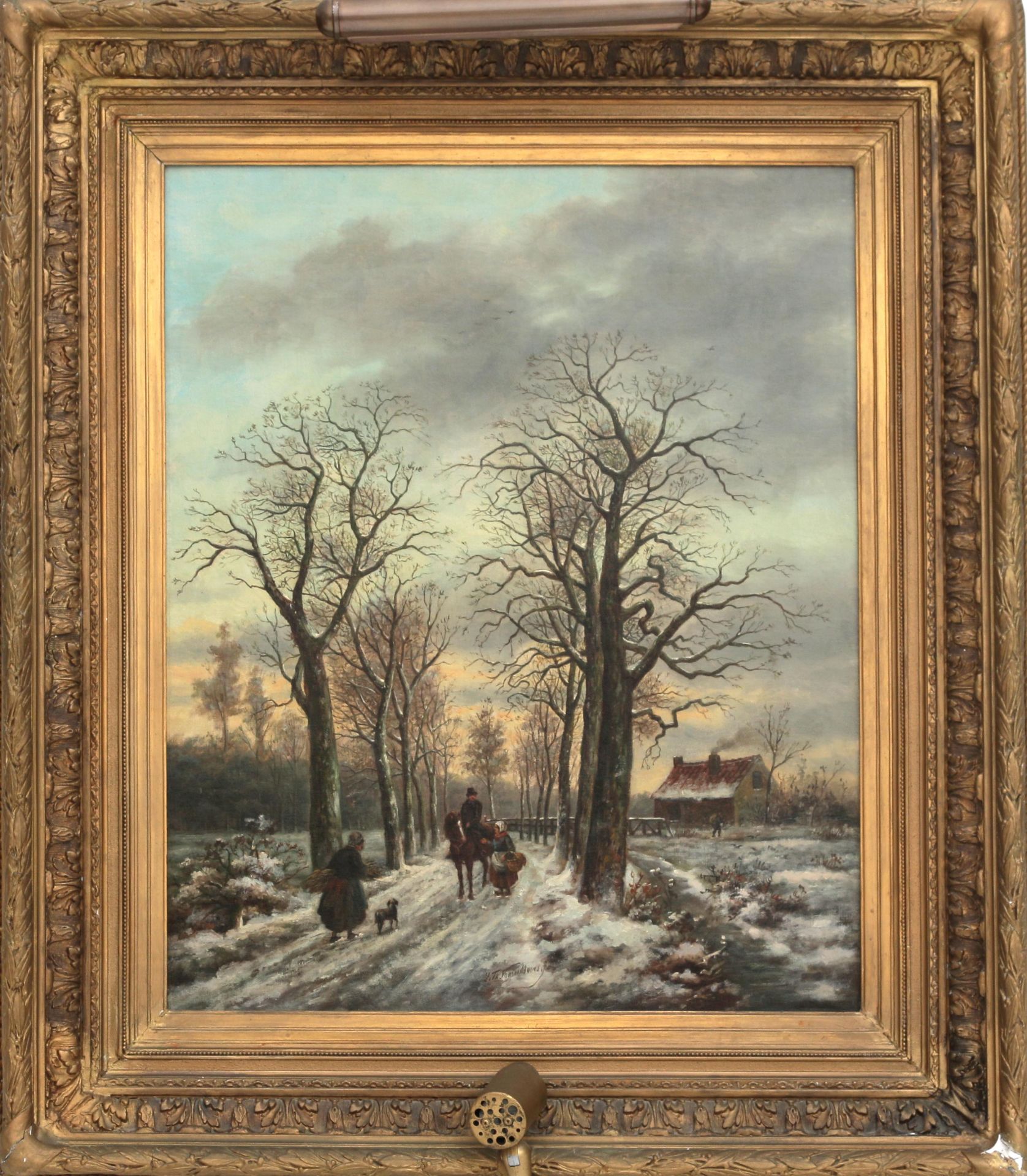 Sebastiaan Theodorus Voorn Boers (1828-1893) Winter landscape, oil on canvas, signed 'S.Th. Voorn - Bild 2 aus 4