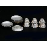 Six miniature silver soup bowls and saucers, Dutch, 18e eeuw. Marked: Amsterdam.