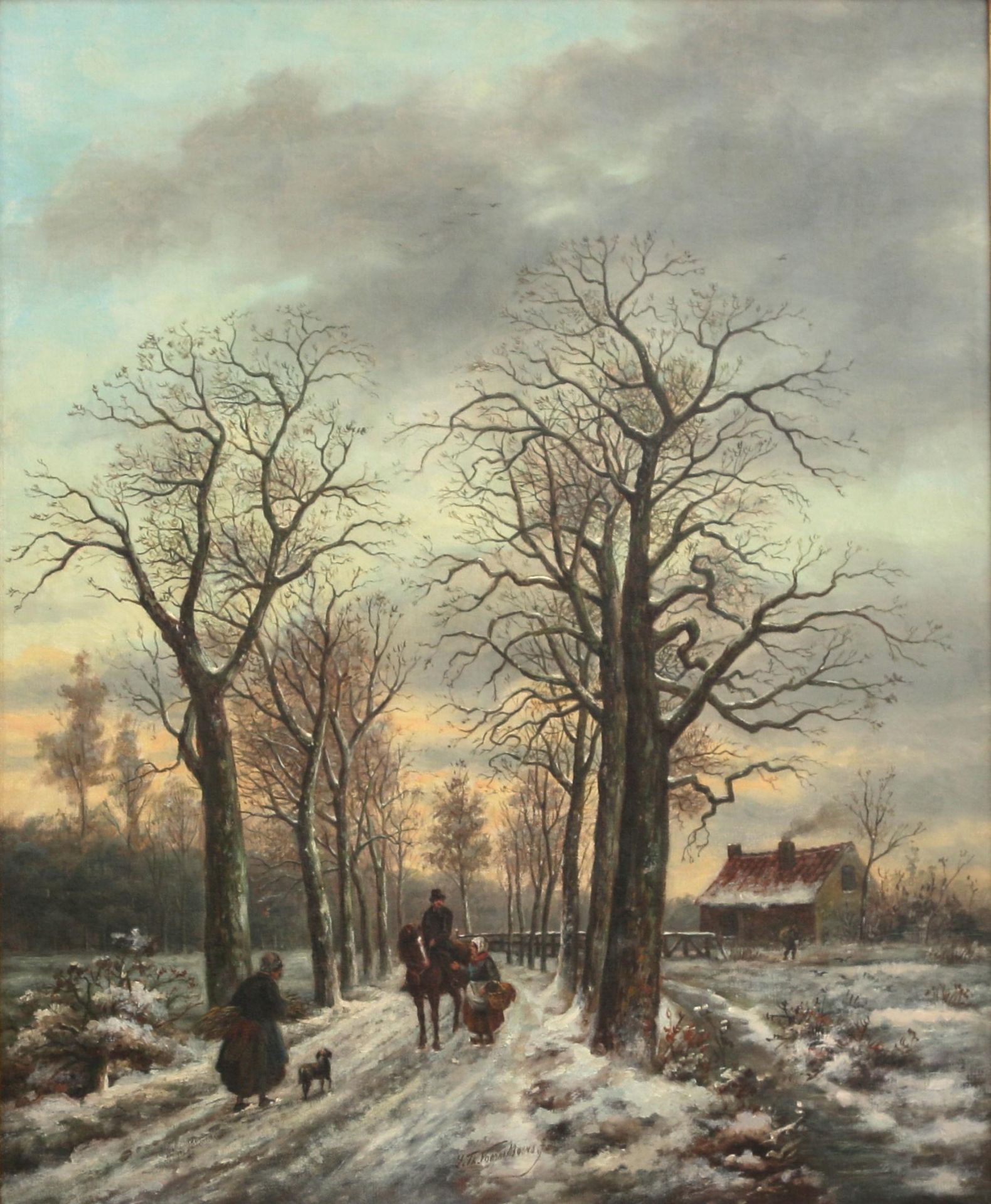 Sebastiaan Theodorus Voorn Boers (1828-1893) Winter landscape, oil on canvas, signed 'S.Th. Voorn