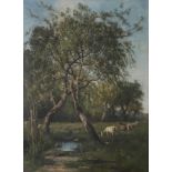 Louis Victor Watelin (1838-1907) 'Grazing goats in the meadow', signed 'L. Watelin', lower right,