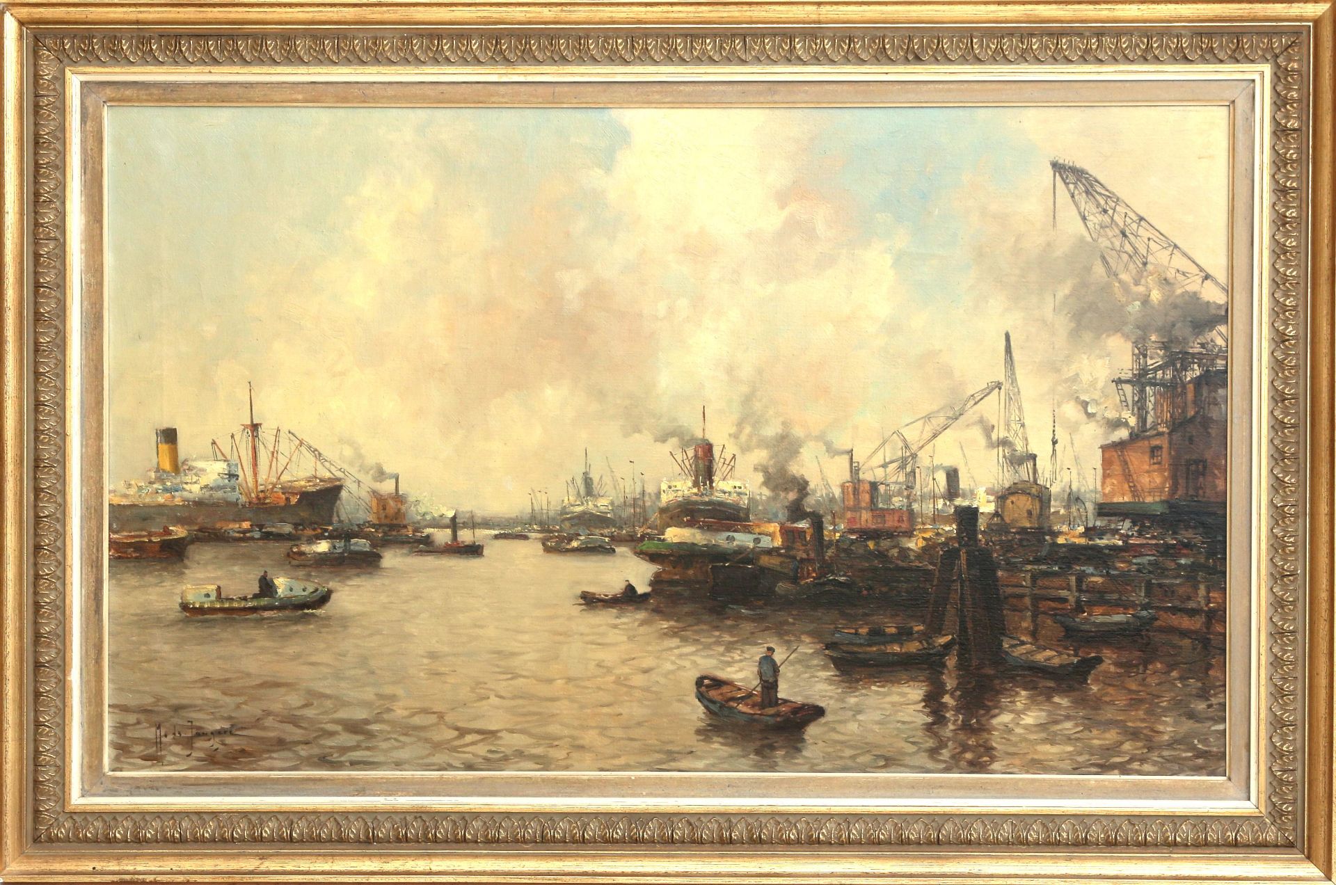 Marinus de Jongere (1912-1978) Harbor view of Rotterdam, signed 'M. the Younger' l.l., oil on canvas - Bild 2 aus 4