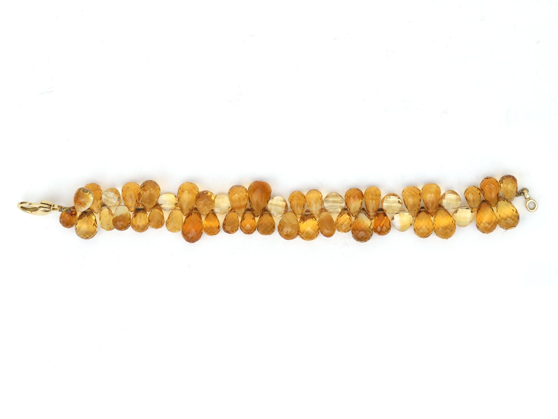 A briolette cut beaded citrine bracelet. To an 18 karat gold lobster clasp. Gross weight: 28 g. L: - Bild 4 aus 4