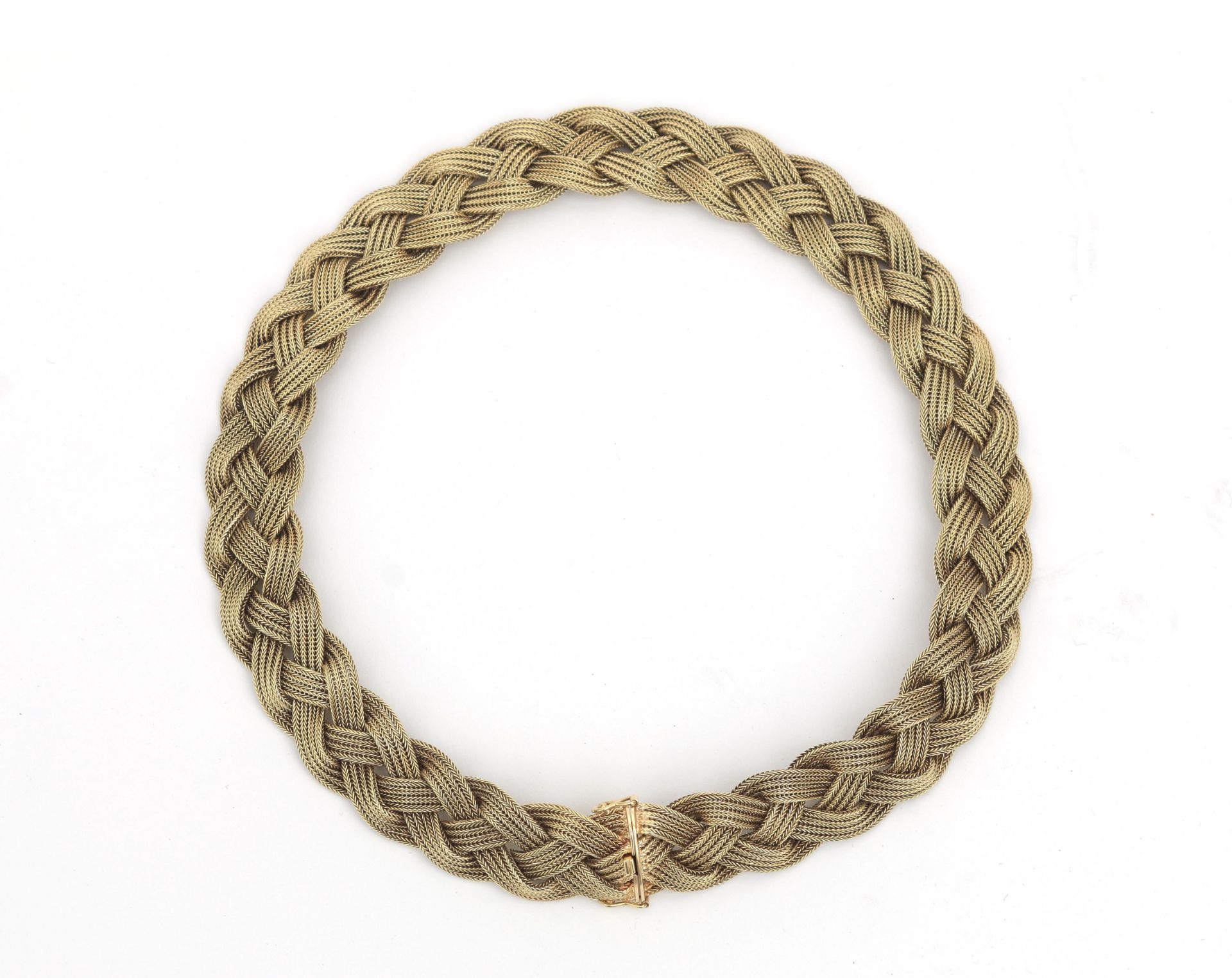 A 14 karat Gold braided necklace - Bild 2 aus 3