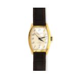 An 18 karat gold Longines Tonneau Evidenza lady's wristwatch. Autoomatic, ca. 2012. A white