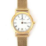 An 18 karat gold Maurice Lacroix wristwatch. Quartz, ref. 85634/931. Round case, white dial, black