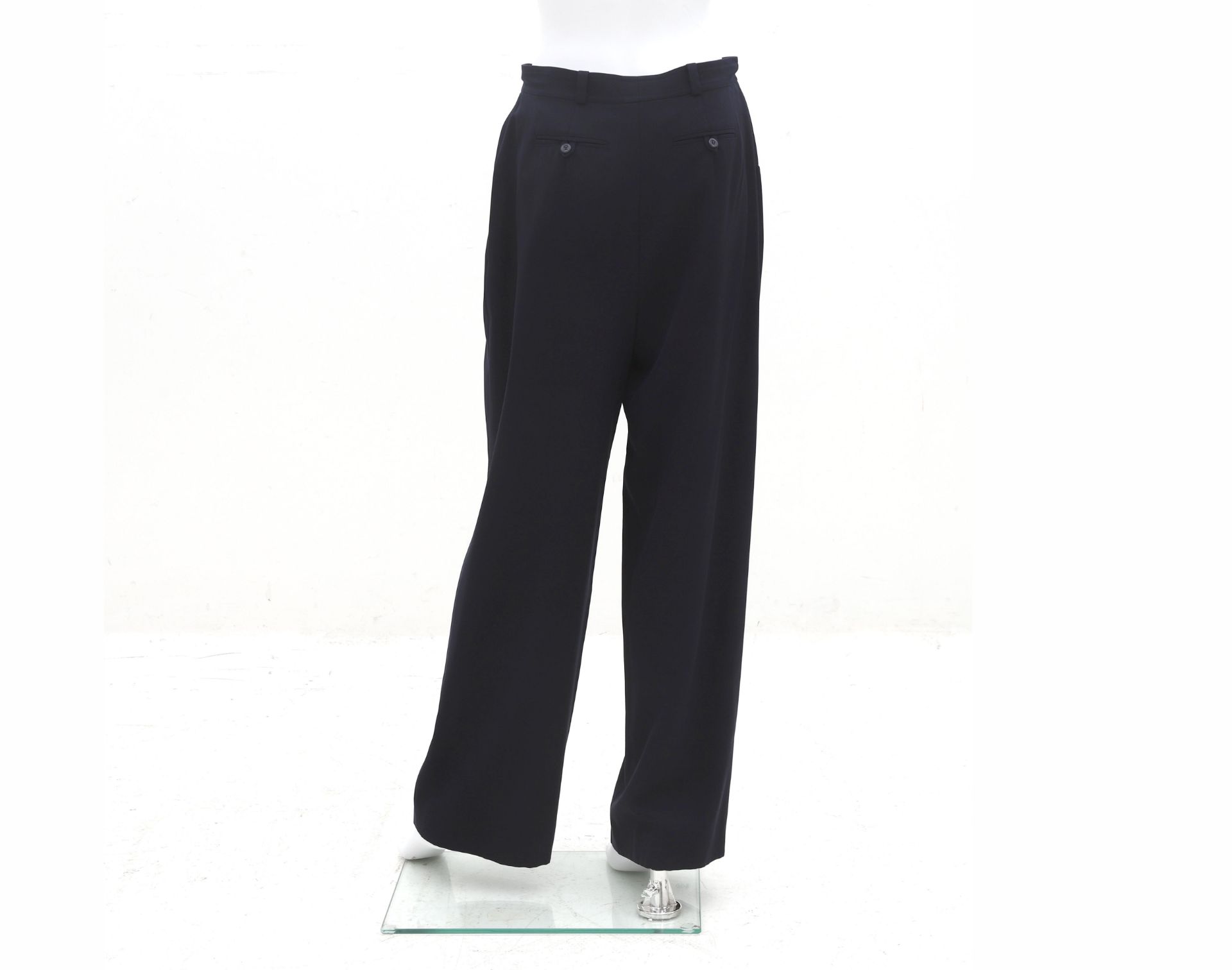 A pair of navy blue Chanel Boutique trousers. Wide legs with two internal pockets at the back. incl. - Image 4 of 6