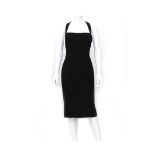 A Chanel Boutique, black bodycon dress with wide shoulder straps. Fabric: 95% silk, 5% lycra Size: