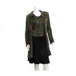 Een multi- colour Chanel Boutique bouclé ensemble. Comprising a cardigan and top; tank top model