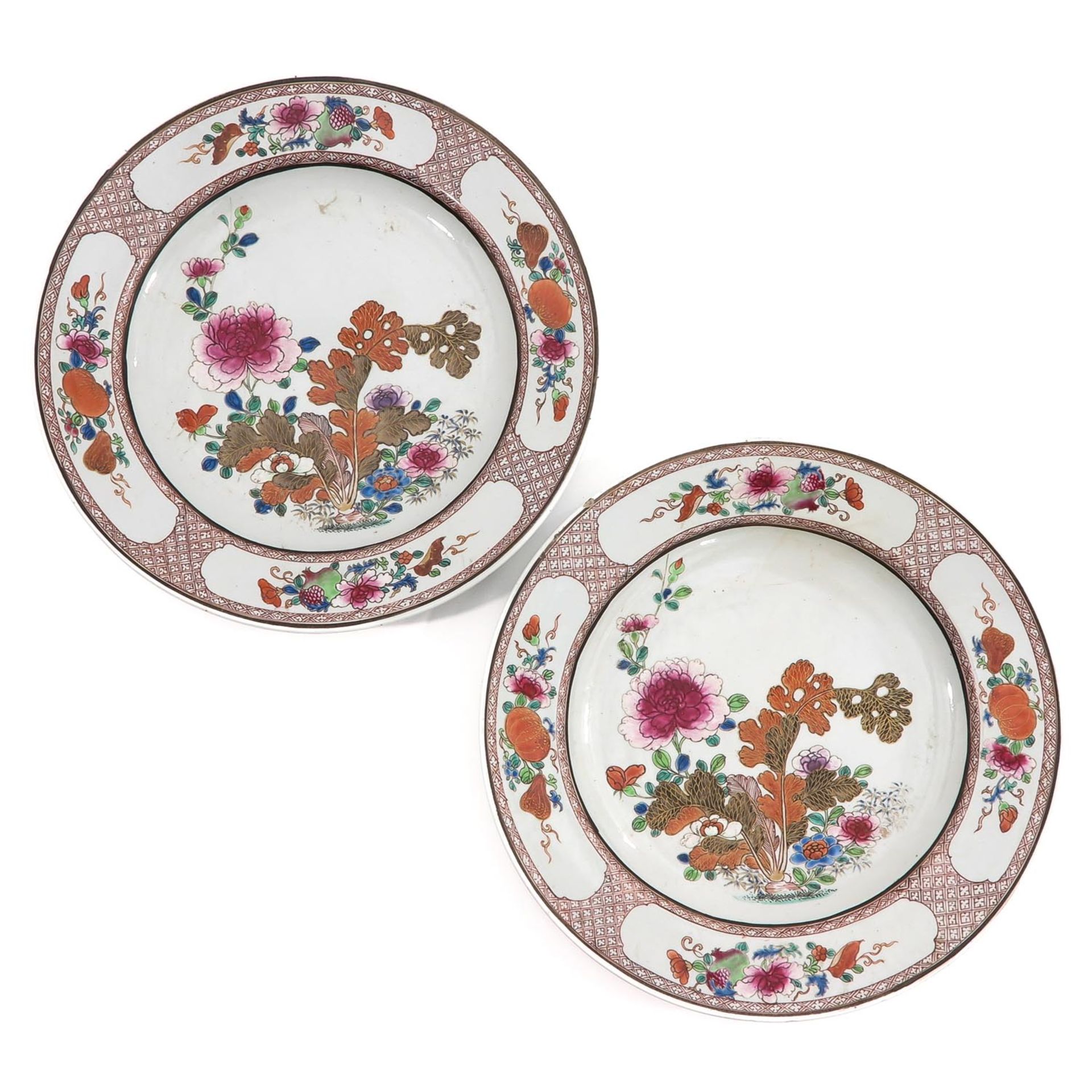 A Pair of Famille Rose Chargers