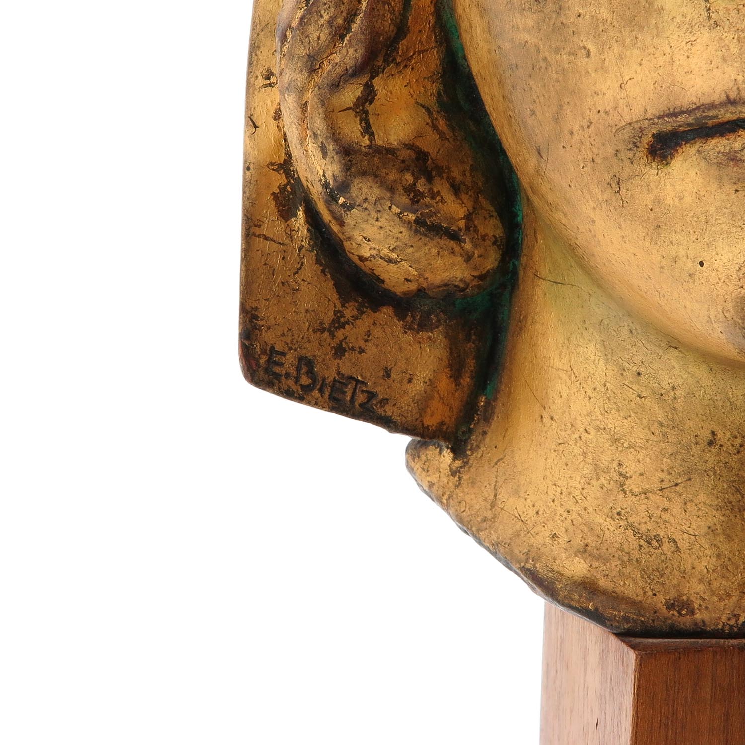 A Pair of Wood Busts on Marble Base - Image 7 of 9