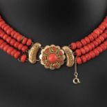 A 19th Century 3 Strand Red Coral Necklace